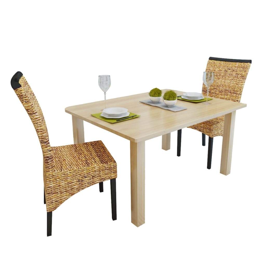 Sedie da Pranzo 2 pz in Abaca e Legno Massello di Mango | homemem39