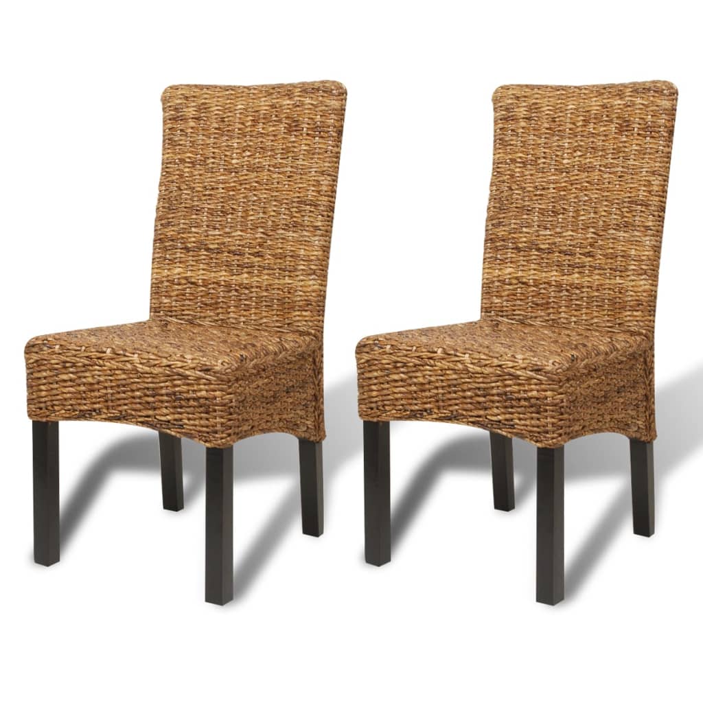 Sedie da Pranzo 2 pz in Abaca e Legno Massello di Mango | homemem39