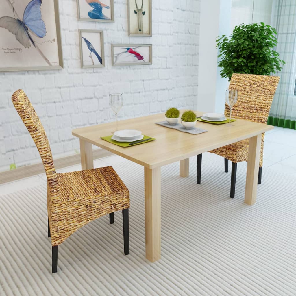 Sedie da Pranzo 2 pz in Abaca e Legno Massello di Mango | homemem39