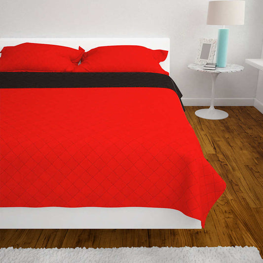 Copriletto Double-Face Trapuntato Rosso e Nero 170x210 cm | homemem39