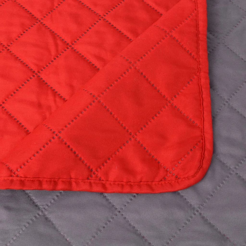 Double-Sided Red and Gray Quilted Bedspread 170x210 cm