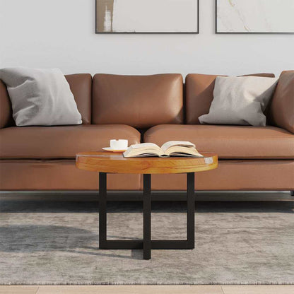 Tavolino da Salotto in Legno di Teak e Resina 60 cm