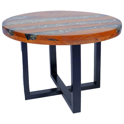 Tavolino da Salotto in Legno di Teak e Resina 60 cm