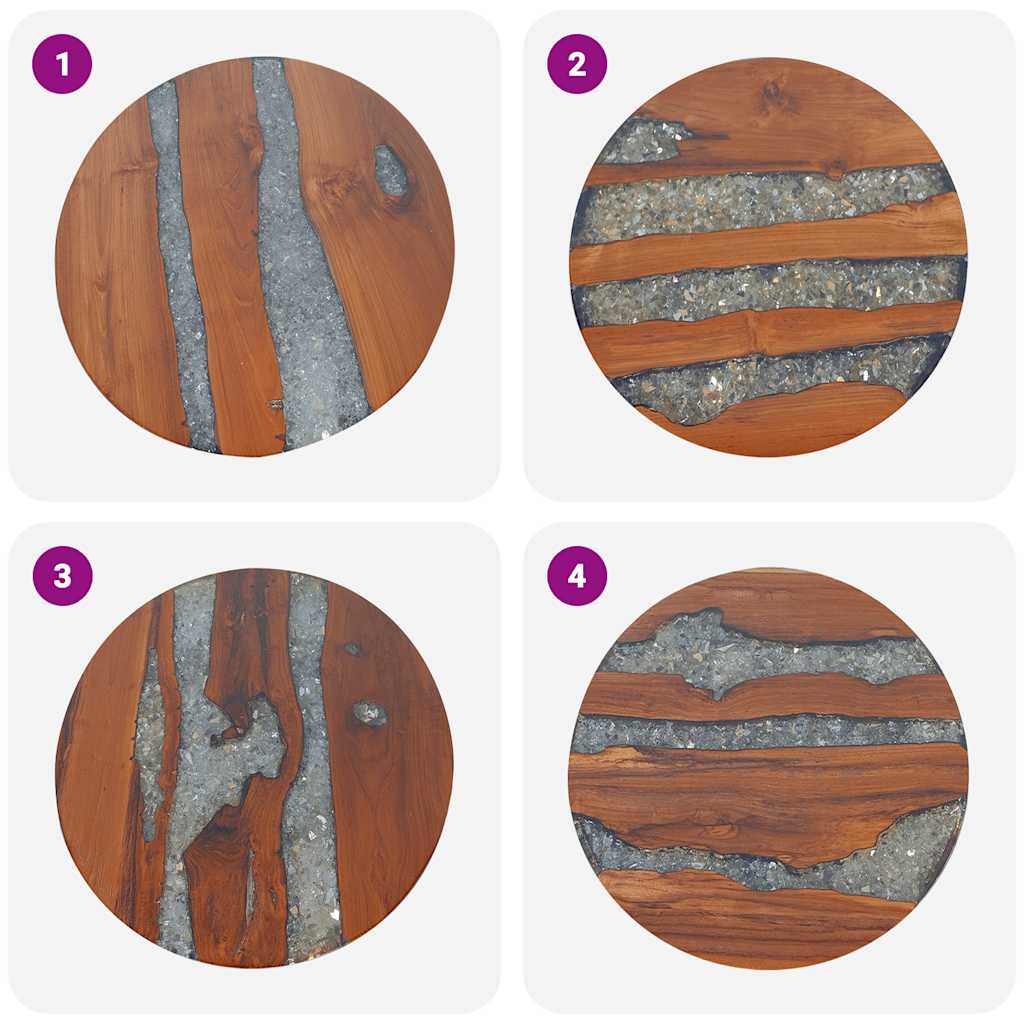 Tavolino da Salotto in Legno di Teak e Resina 60 cm | homemem39