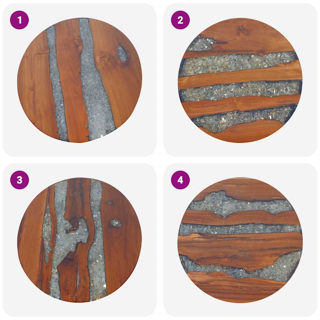 Tavolino da Salotto in Legno di Teak e Resina 60 cm