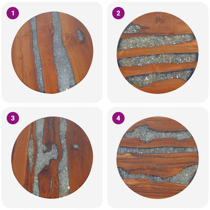 Tavolino da Salotto in Legno di Teak e Resina 60 cm