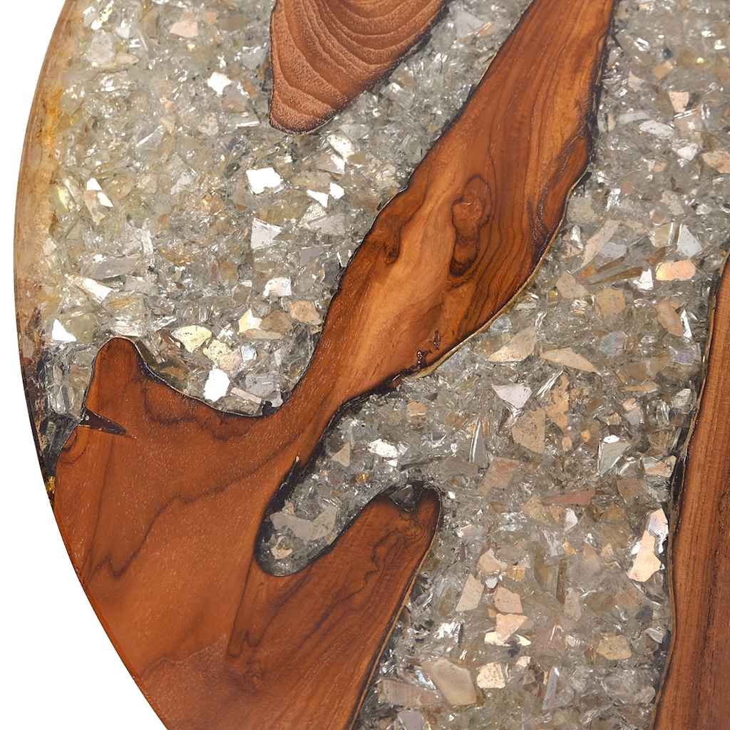 Tavolino da Salotto in Legno di Teak e Resina 60 cm