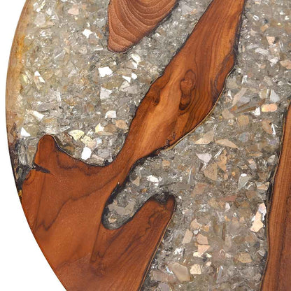 Tavolino da Salotto in Legno di Teak e Resina 60 cm