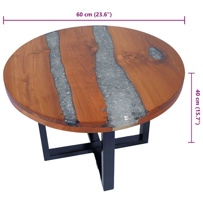 Tavolino da Salotto in Legno di Teak e Resina 60 cm