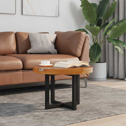 Tavolino da Salotto in Legno di Teak e Resina 60 cm