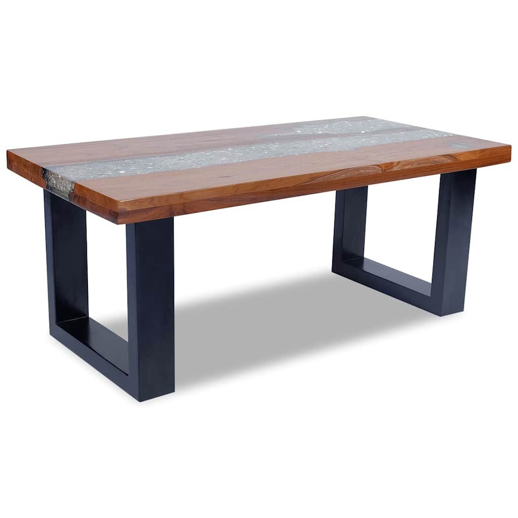 Tavolino da Salotto in Legno di Teak e Resina 100x50 cm | homemem39