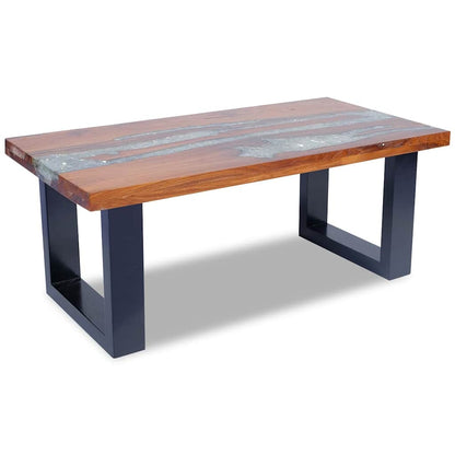 Tavolino da Salotto in Legno di Teak e Resina 100x50 cm | homemem39