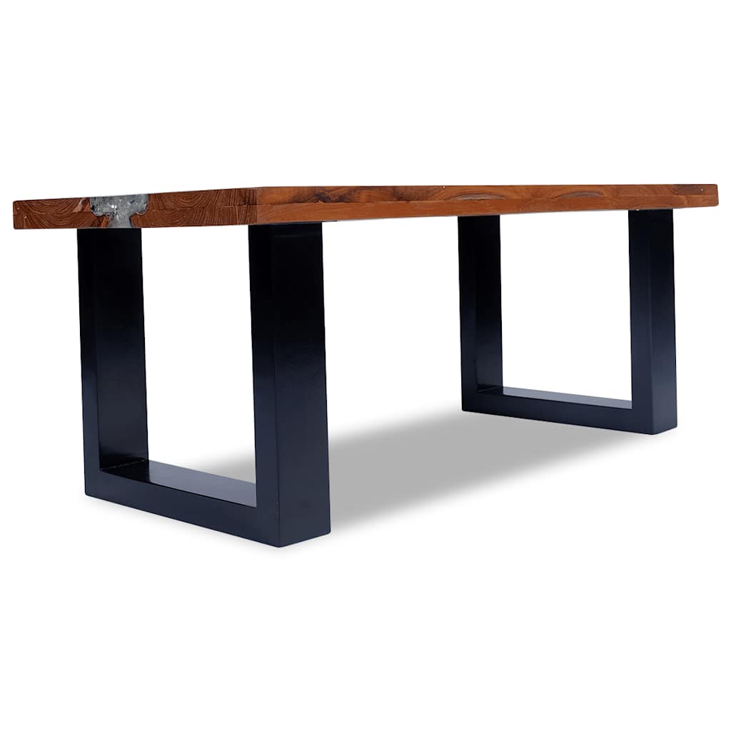 Tavolino da Salotto in Legno di Teak e Resina 100x50 cm | homemem39