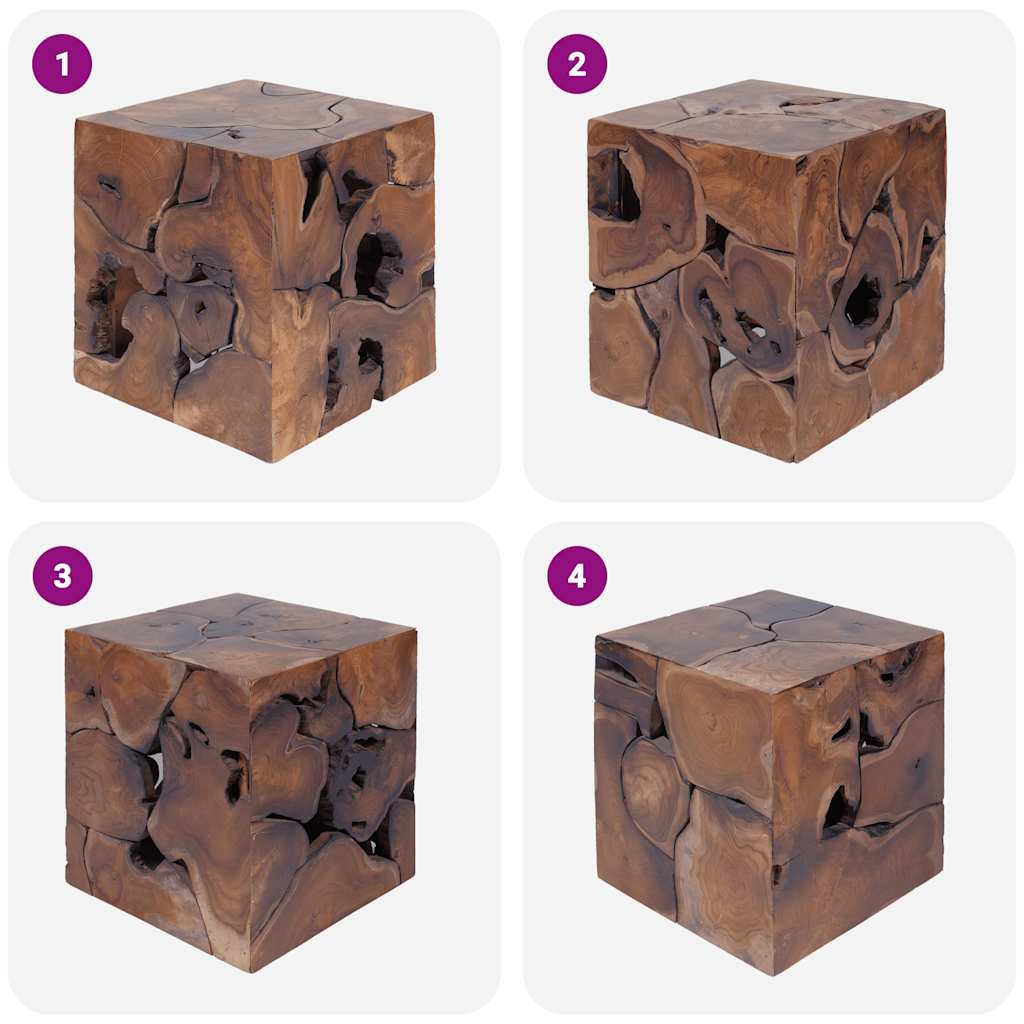 Sgabello Marrone 40x40x45 cm in Legno Massello di Teak