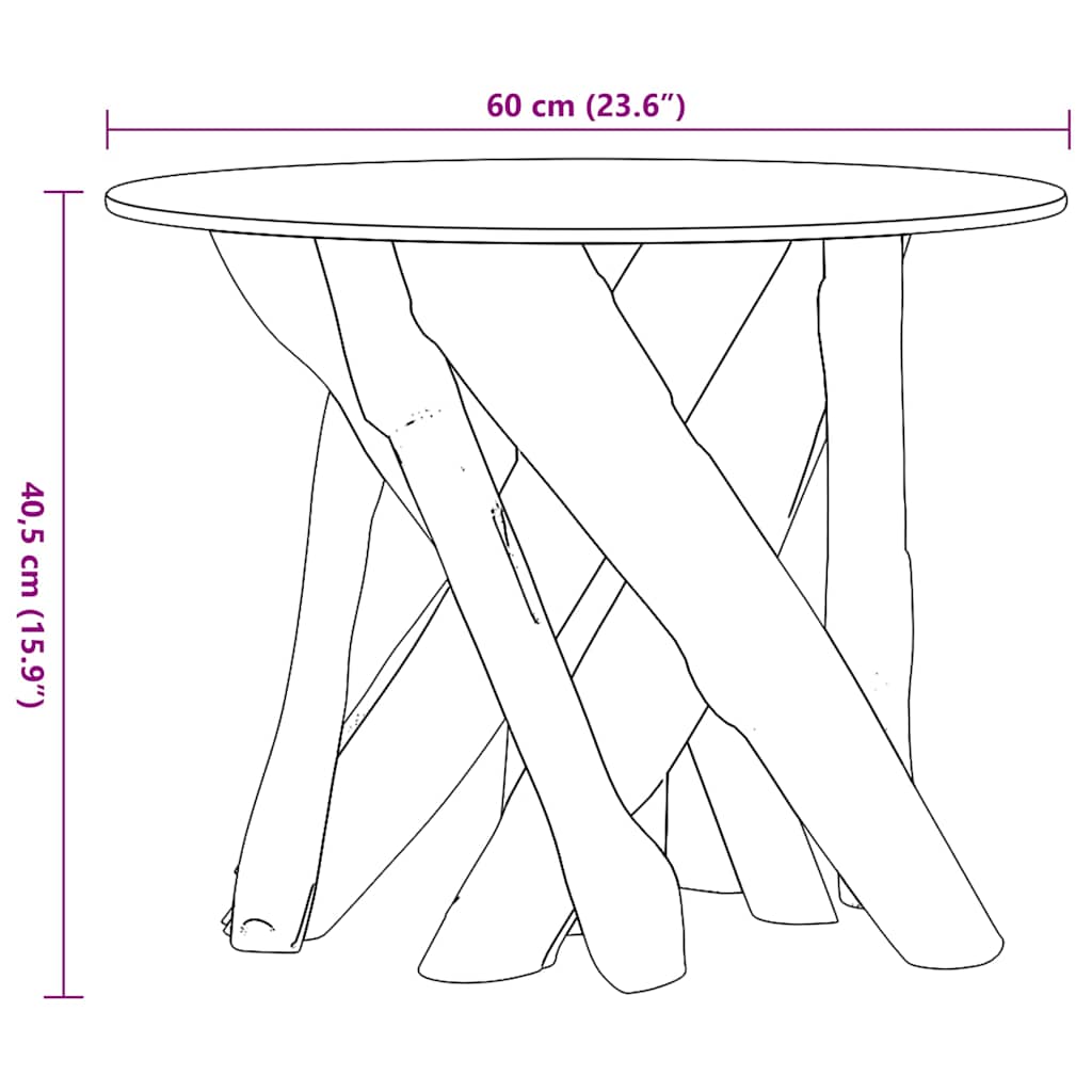 Tavolino da Salotto in Legname Massello di Teak 60 cm | homemem39