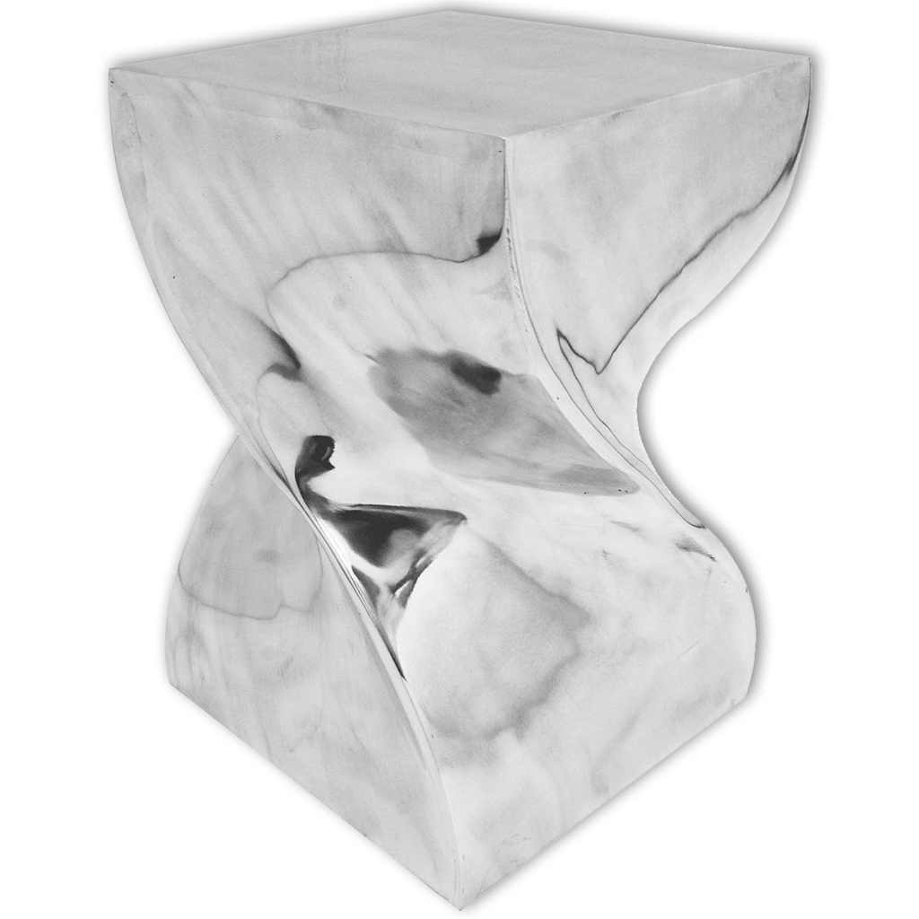 Sgabello/Tavolino Forma Attorcigliata in Alluminio Argentato