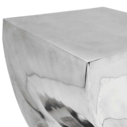 Sgabello/Tavolino Forma Attorcigliata in Alluminio Argentato