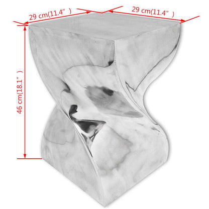 Sgabello/Tavolino Forma Attorcigliata in Alluminio Argentato