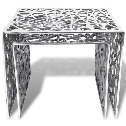 Set 2 Tavolini Quadrati Alluminio Argento