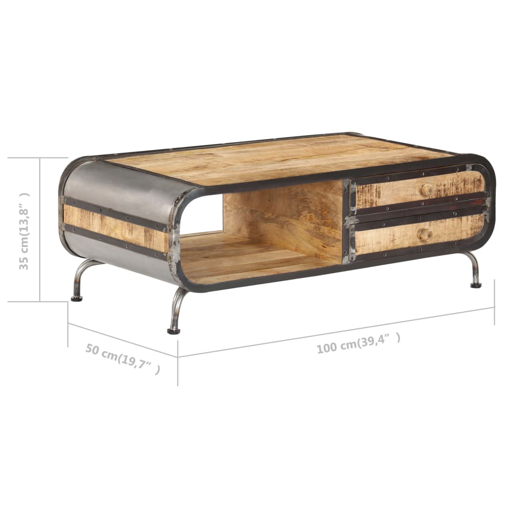 Tavolino da Salotto 100x50x35 cm in Legno Massello di Mango | homemem39
