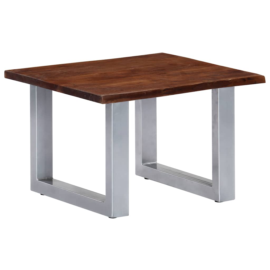 Tavolino da Salotto con Bordi Vivi 60x60x40 cm Massello Acacia