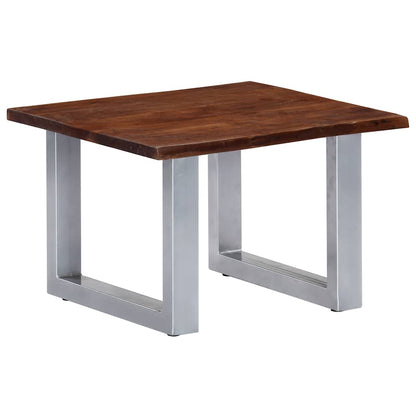 Tavolino da Salotto con Bordi Vivi 60x60x40 cm Massello Acacia