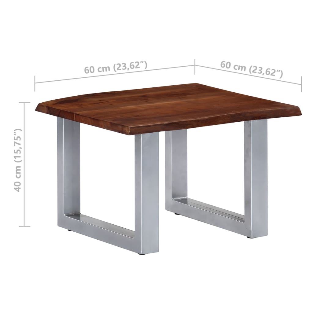 Tavolino da Salotto con Bordi Vivi 60x60x40 cm Massello Acacia | homemem39