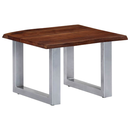 Tavolino da Salotto con Bordi Vivi 60x60x40 cm Massello Acacia
