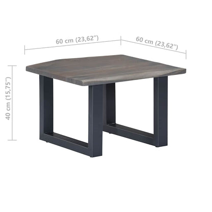 Tavolino da Salotto con Bordi Vivi 60x60x40 cm Massello Acacia | homemem39