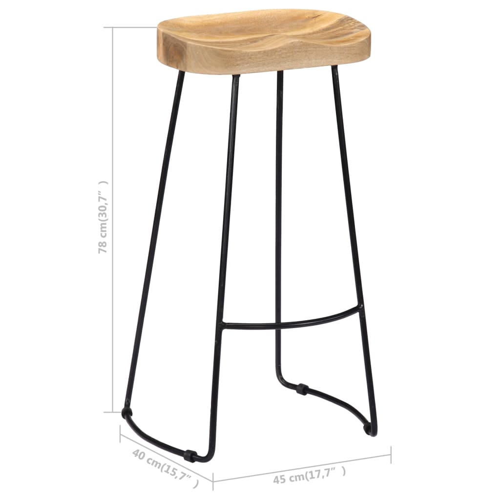 Gavin Bar Stools 2 pcs in Solid Mango Wood