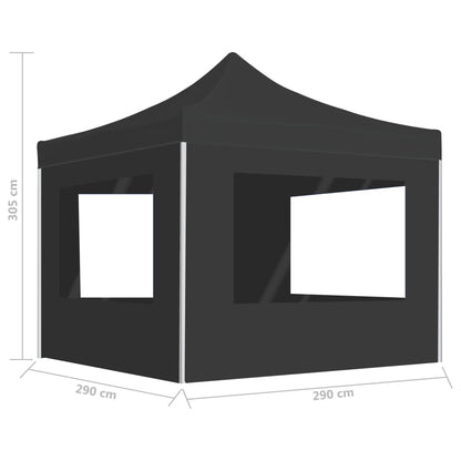 Gazebo Pieghevole con Pareti in Alluminio 3x3 m Antracite - homemem39