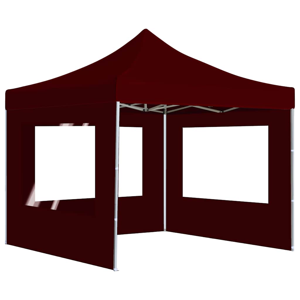 Gazebo Pieghevole in Alluminio con Pareti 3x3 m Rosso Vino - homemem39