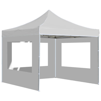 Gazebo Pieghevole con Pareti in Alluminio 3x3 m Bianco - homemem39