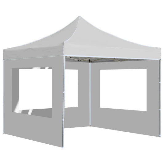 Gazebo Pieghevole con Pareti in Alluminio 3x3 m Bianco - homemem39