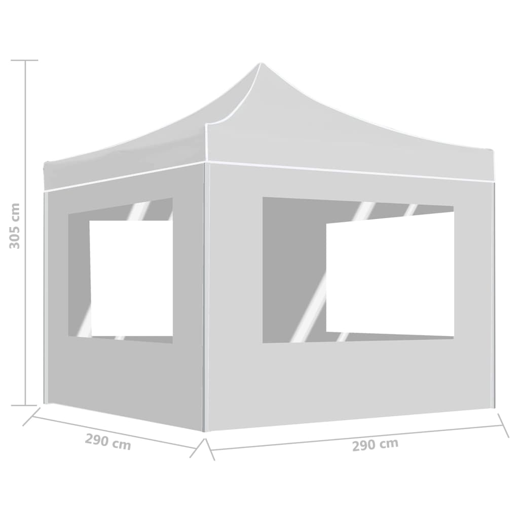Gazebo Pieghevole con Pareti in Alluminio 3x3 m Bianco - homemem39