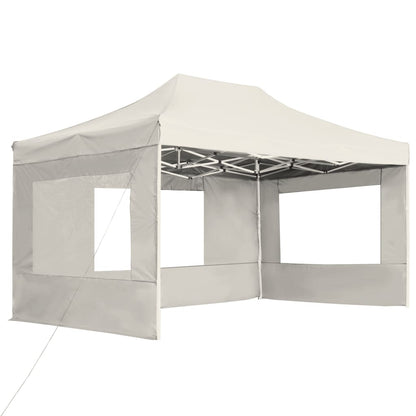 Gazebo Professionale Pieghevole Pareti Alluminio 4,5x3m Crema - homemem39