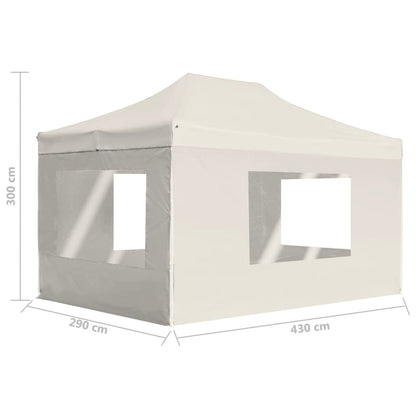 Gazebo Professionale Pieghevole Pareti Alluminio 4,5x3m Crema - homemem39