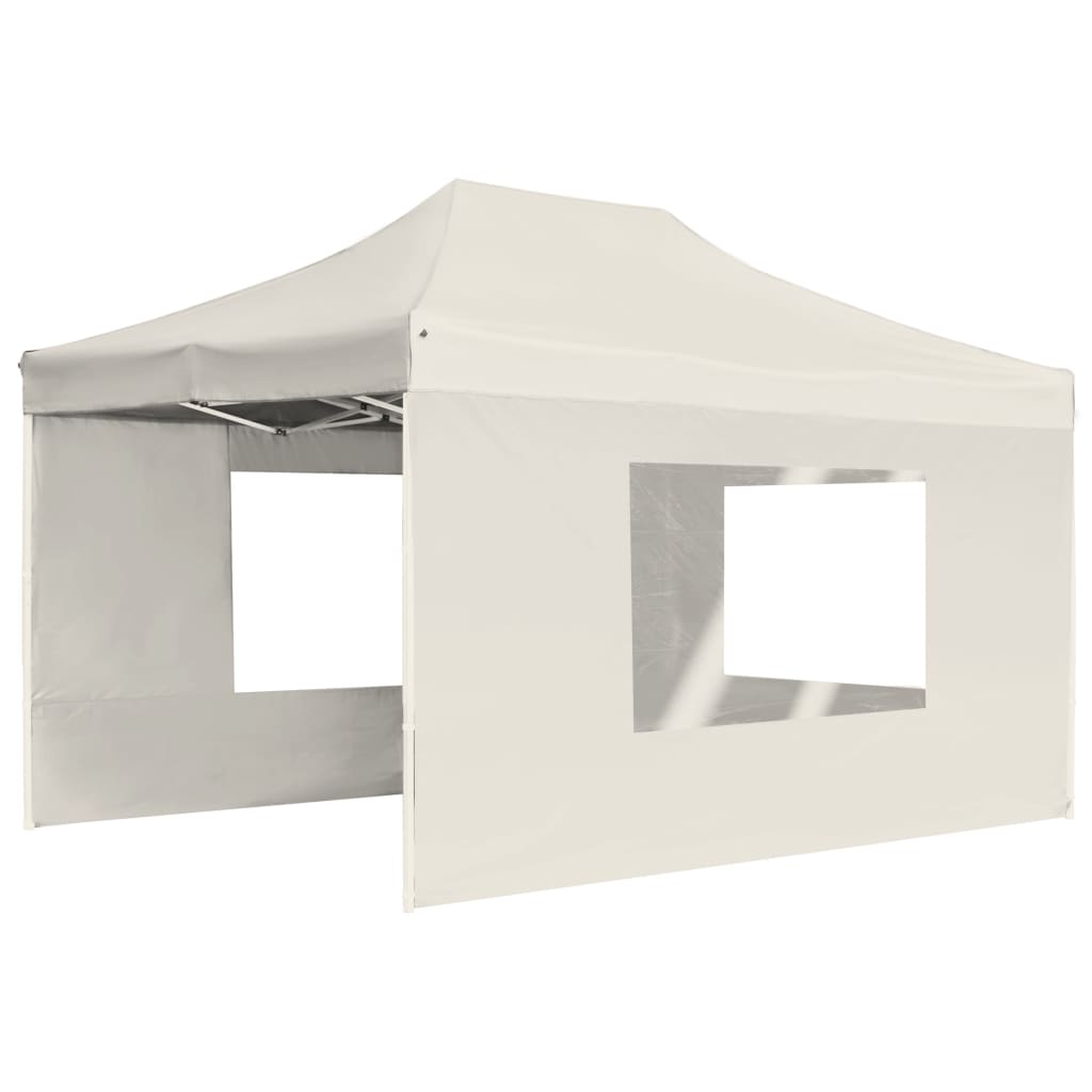 Gazebo Professionale Pieghevole Pareti Alluminio 4,5x3m Crema - homemem39