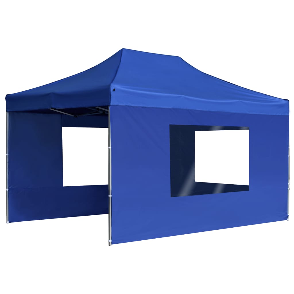 Gazebo Professionale Pieghevole Pareti Alluminio 4,5x3m Blu - homemem39