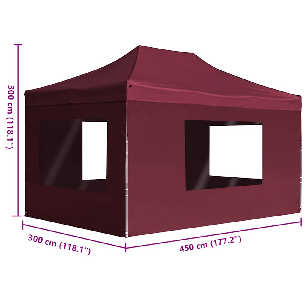 Gazebo Professionale Pieghevole Alluminio Pareti 4,5x3m Rosso - homemem39