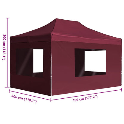 Gazebo Professionale Pieghevole Alluminio Pareti 4,5x3m Rosso - homemem39