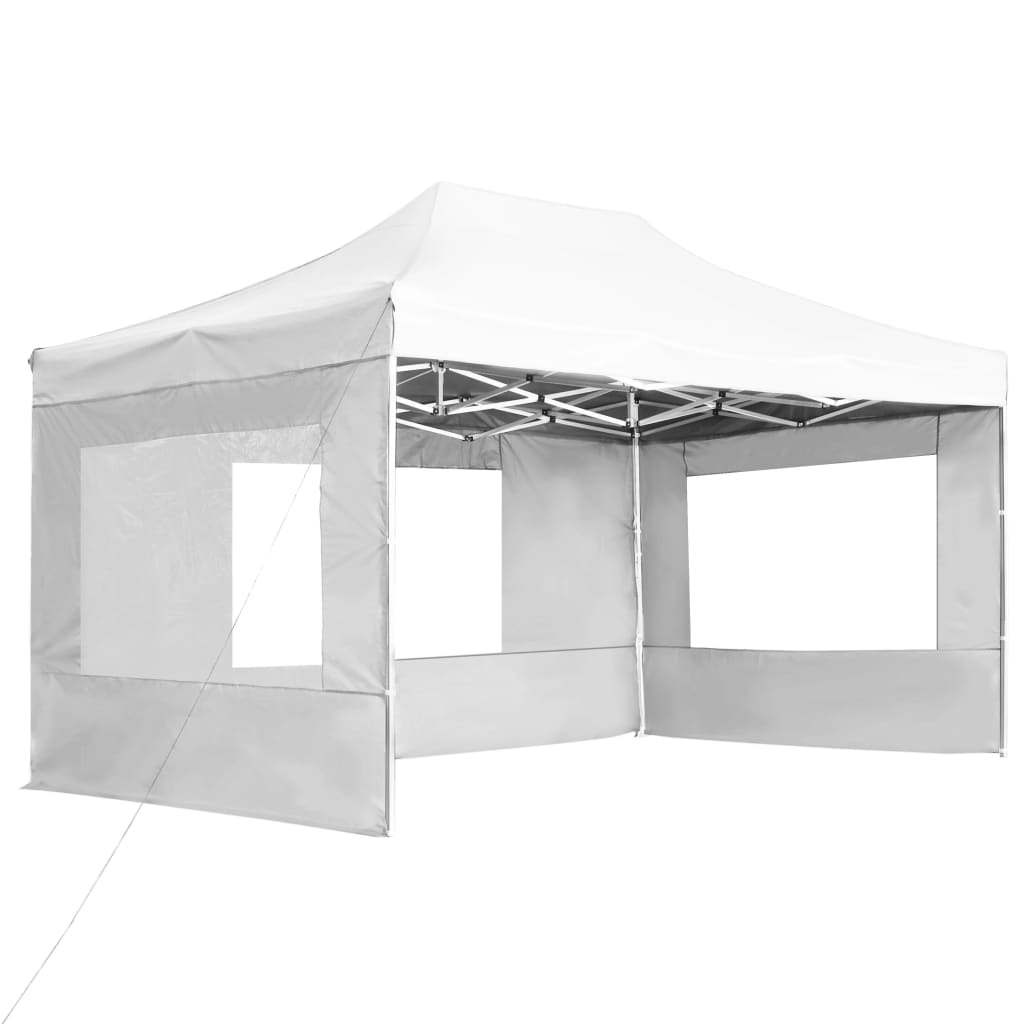 Gazebo Professionale Pieghevole Alluminio Pareti 4,5x3m Bianco - homemem39