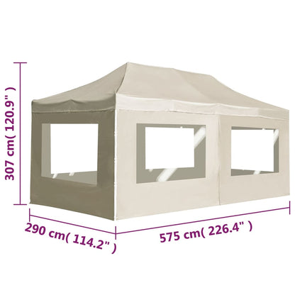 Gazebo Professionale Pieghevole Alluminio con Pareti 6x3m Crema | homemem39