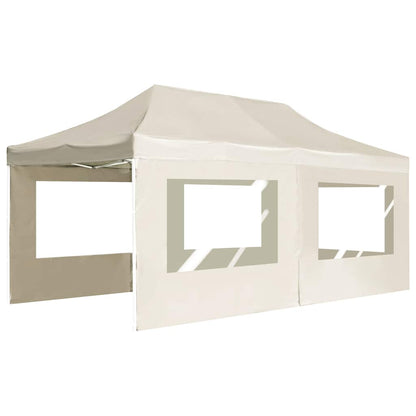 Gazebo Professionale Pieghevole Alluminio con Pareti 6x3m Crema