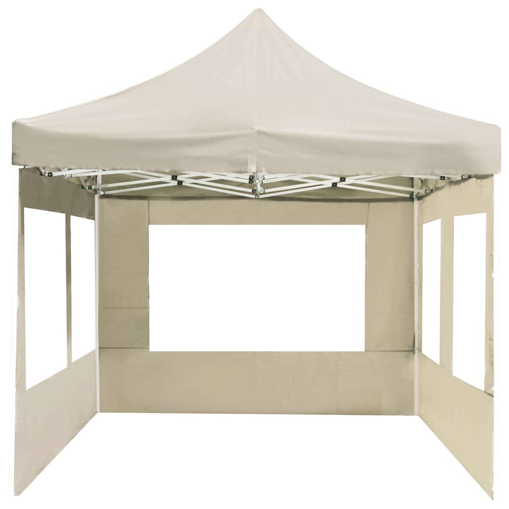 Gazebo Professionale Pieghevole Alluminio con Pareti 6x3m Crema