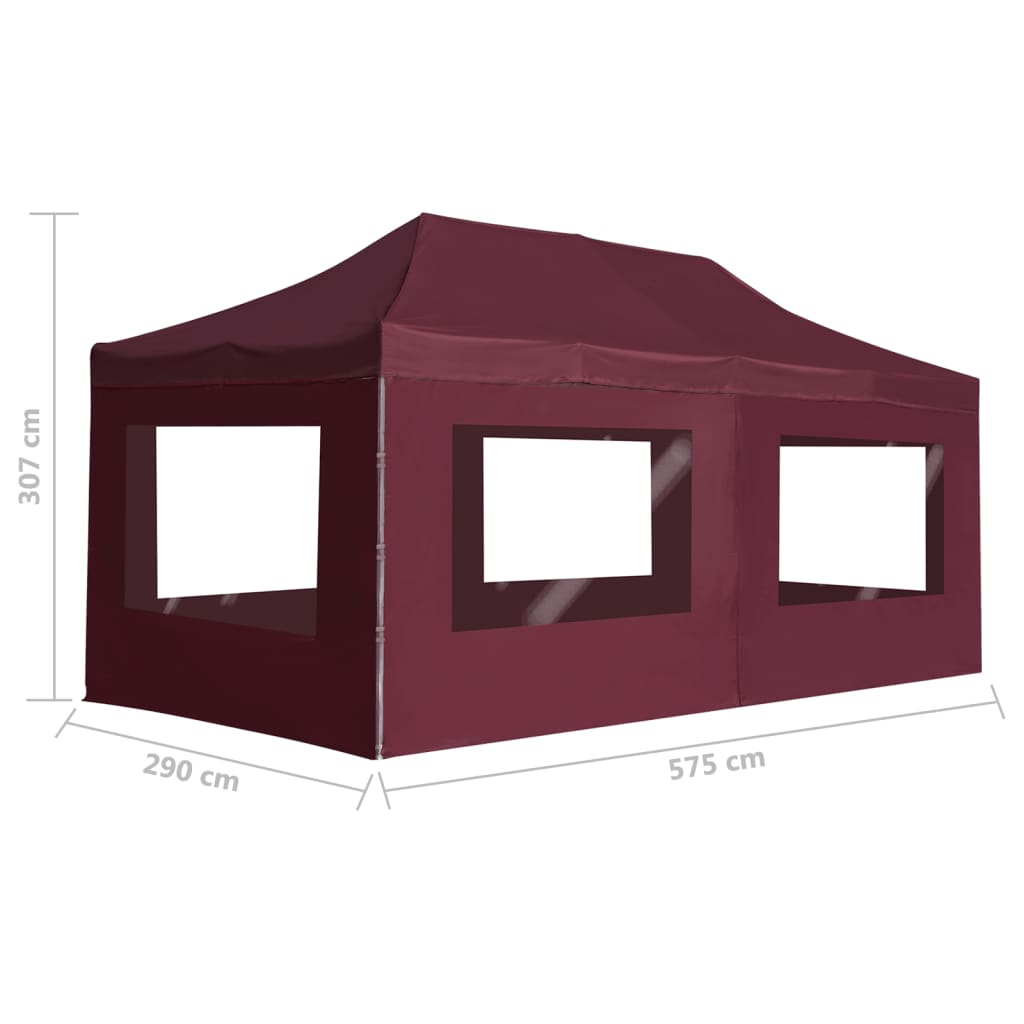 Gazebo Professionale Pieghevole Alluminio con Pareti 6x3m Vino | homemem39
