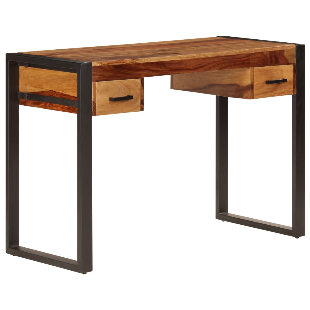 Scrivania con 2 Cassetti 110x50x77cm Legno Massello di Acacia
