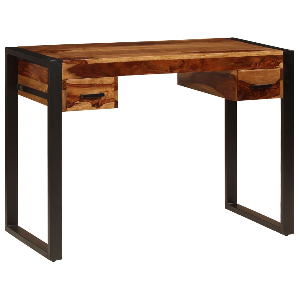 Scrivania con 2 Cassetti 110x50x77cm Legno Massello di Acacia