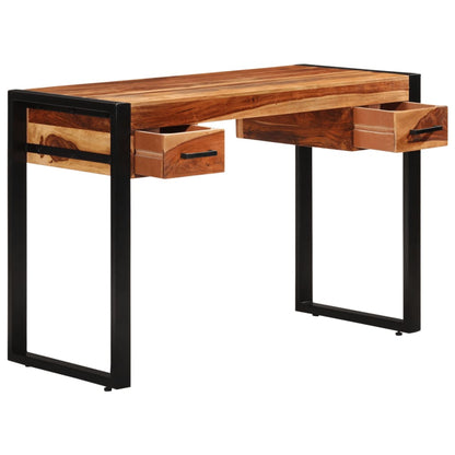 Scrivania con 2 Cassetti 110x50x77cm Legno Massello di Acacia