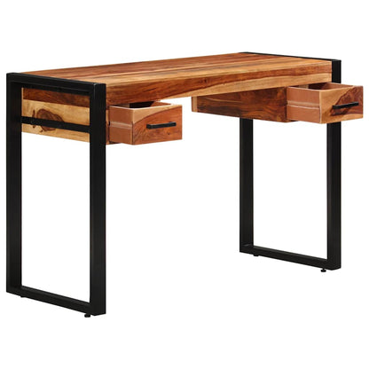 Scrivania con 2 Cassetti 110x50x77cm Legno Massello di Acacia